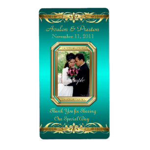 Étiquette Grand Duchess Turquoise Photo Gold Vin Mariage Éti