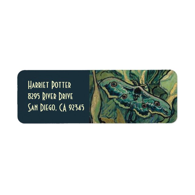 Étiquette Grand Empereur Peacock Moth Van Gogh Art (Devant)