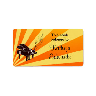 Étiquette Grand Piano Notes Plaque jaune et or