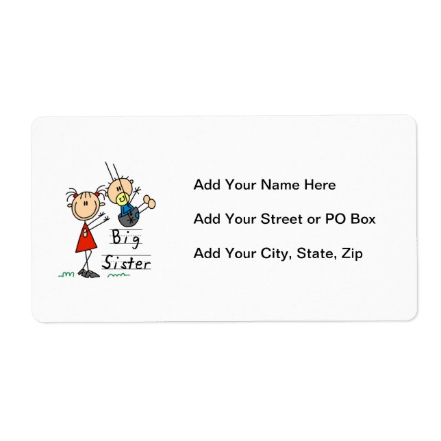 Étiquette Grande Soeur avec petits cadeaux Frère (Devant)