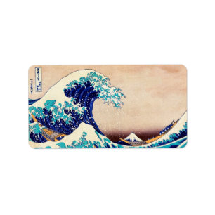 Étiquette Grande vague au large de Kanagawa japonais Vintage