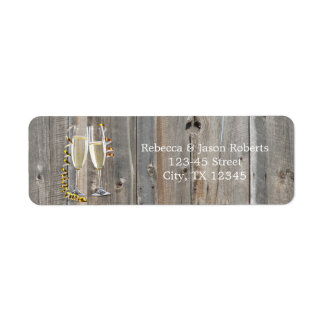 Étiquette grange rustique bois champagne mariage campagnard 
