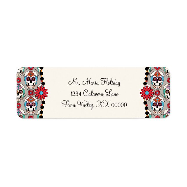 Étiquette Graphique des crânes de sucre (Devant)