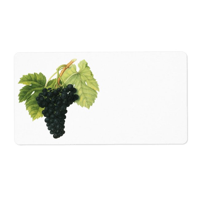 Étiquette Grappe de raisin biologique de vin rouge vintage,  (Devant)