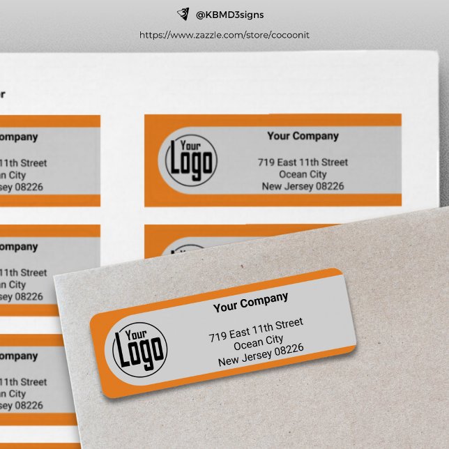 Étiquette Gray Black Orange Votre Logo Société Adresse de re (Gray Black Orange Your Logo Company Return Address Label)