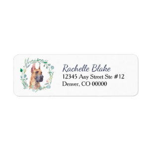 Étiquette Great Dane Dog Wreath Return Address
