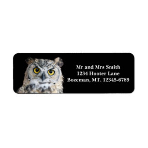Étiquette Great Horned Owen Adresse de retour