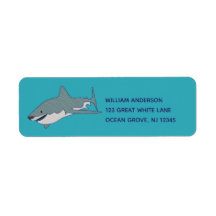 Great White Shark Aqua Blue Adresse de retour