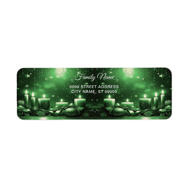 Étiquette Green Candles Christmas Return Address Label (Devant)