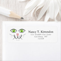 Green Eyed Happy Chat Visage Dessin avec Whiskers