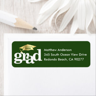 Étiquette Green Graduation Bold Modern Type Gold Casquette A