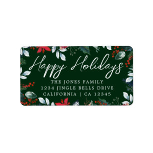 Étiquette Green Happy Holidays Festive Retours Adresse Label