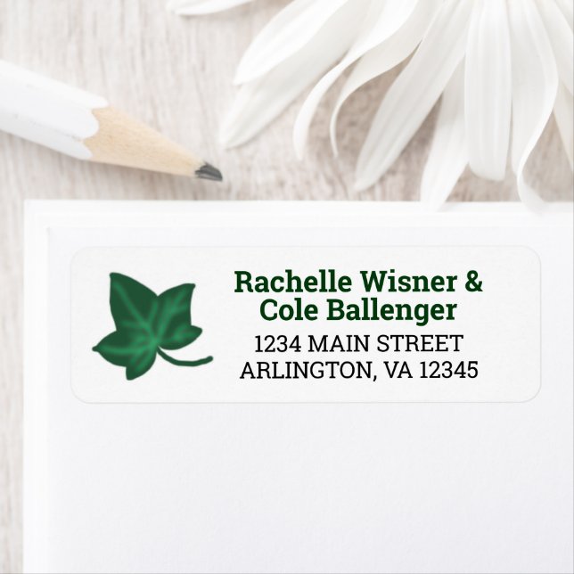 Étiquette Green Ivy Garden Wedding Adresse de retour Label (En situation)