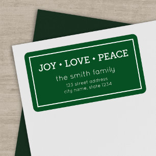 Étiquette Green Joy Love Peace Modern Holiday Adresse