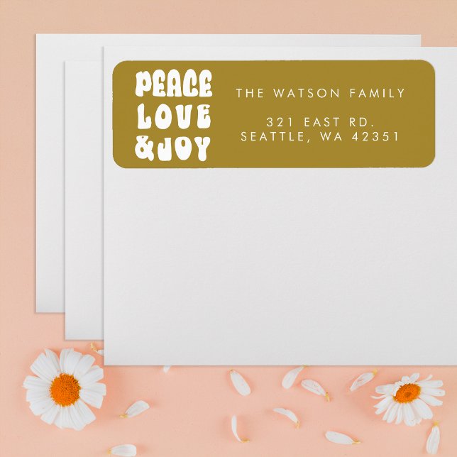 Étiquette Green Retro Super Peace Love Joie Holiday (Green Retro Groovy Peace Love Joy Holiday Label)