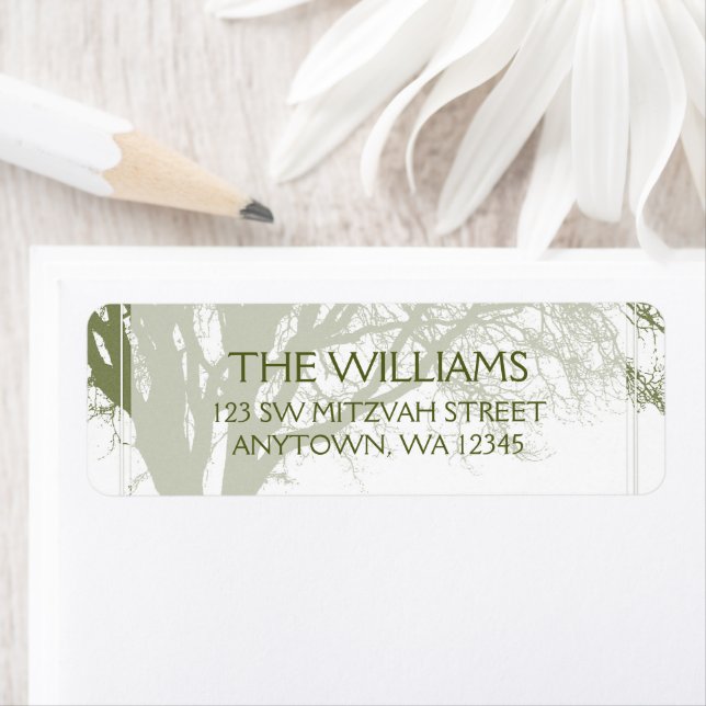 Étiquette Green Tree of Life Bar Mitzvah (En situation)