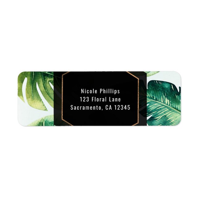 Étiquette Green Tropical Feuilles White Elegant Invitation (Devant)