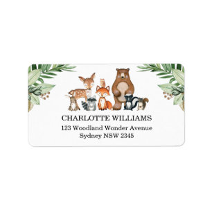 Étiquette Green Woodland Forest Animaux Retourner l'adresse