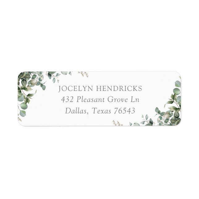 Étiquette Greenery Eucalyptus Baby shower Adresse de retour (Devant)