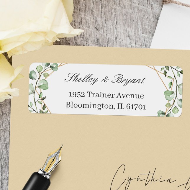 Étiquette Greenery Eucalyptus Feuilles Adresse de retour (Créateur téléchargé)