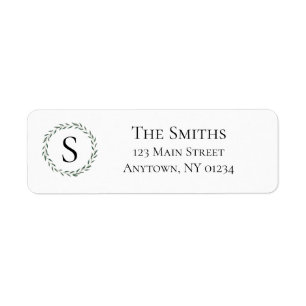 Étiquette Greenery Wreath Return Address
