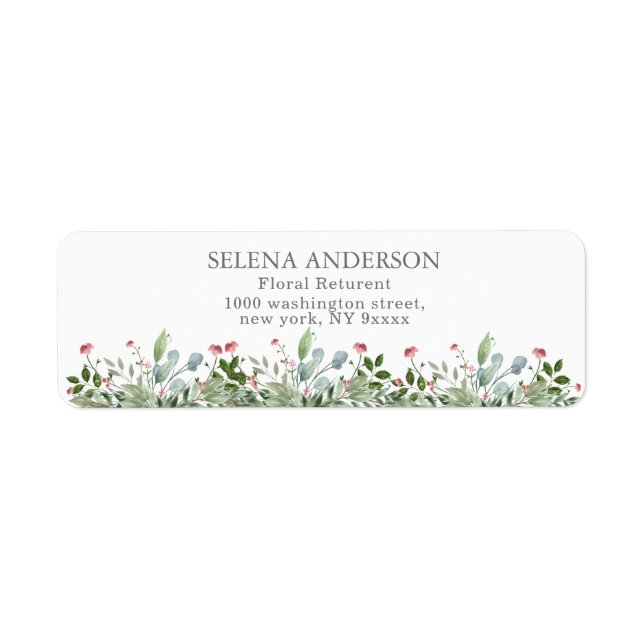 Étiquette Greeny Wild Meadow Botanical Mariage Adresse (Devant)