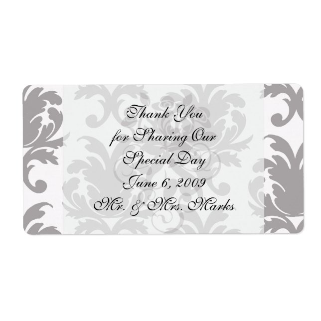 Étiquette grey baroque damask (Devant)