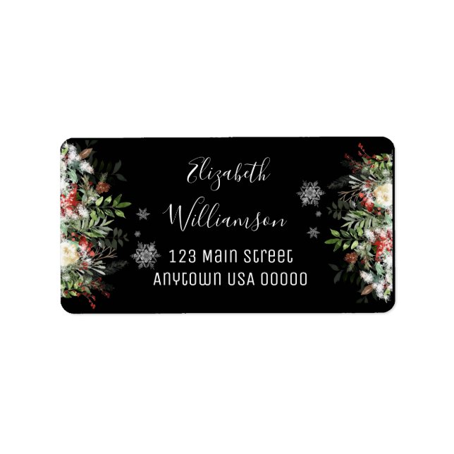 Étiquette Grey d'hiver et Snowflakes Adresse (Devant)