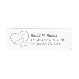 Étiquette Grey Line Art Cat And Dog with Personalized Name