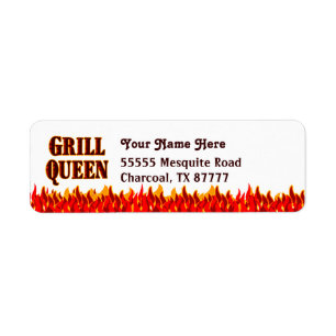 Étiquette Grill Queen BBQ Slogan Custom Return Adresse Label