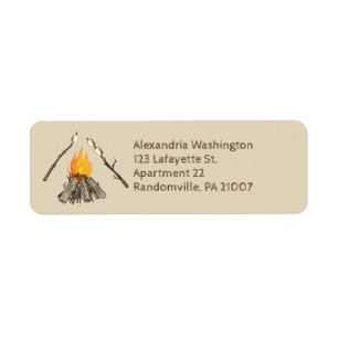 Étiquette Grillage de l'adresse de retour de feu de camp de