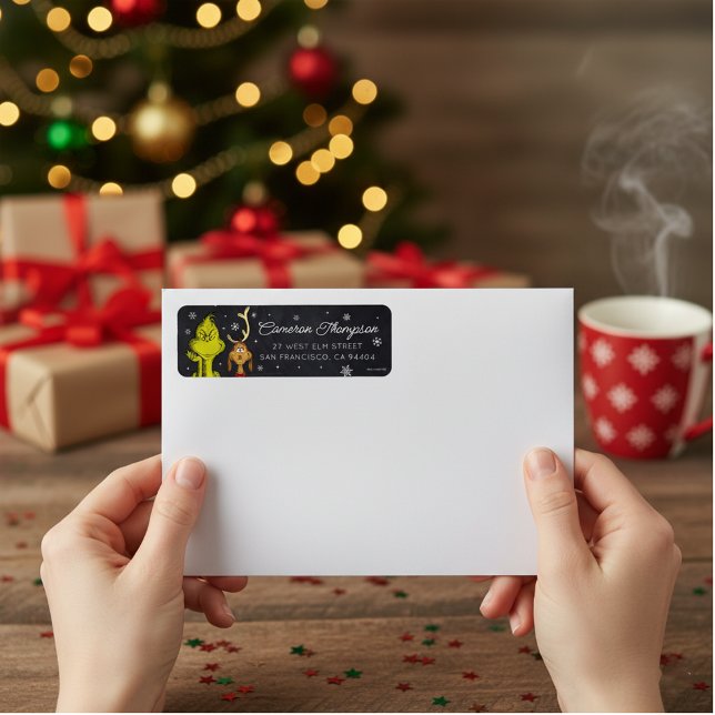 Étiquette Grinch Chalkboard Anniversaire (Créateur téléchargé)