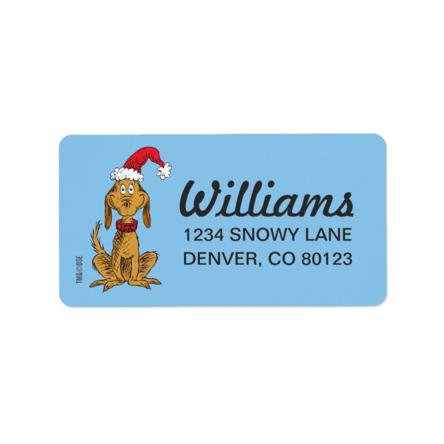 Étiquette Grinch classique | Max - Santa Hat (Devant)