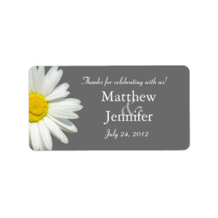 Étiquette Gris & Blanc Marguerite Mariage Favoriser Étiquett