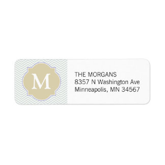 Étiquette Gris et beige moderne Chevron personnalisé Monogra