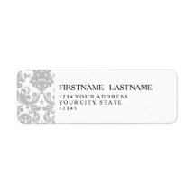 Gris et blanc Élégant motif Damas