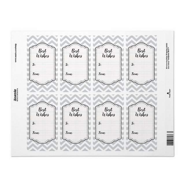 Étiquette Gris et blanc épais Mariage Chevron Anniversaire V (Feuille entière)
