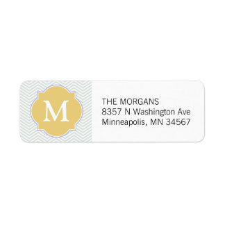 Étiquette Gris et or moderne Chevron personnalisé Monogramme