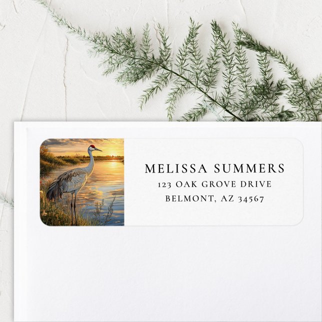 Étiquette Grue de Sandhill Floride Milieux humides (Créateur téléchargé)