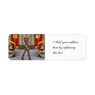 Étiquette Guerrière asiatique Fantasy Illustration de Samour