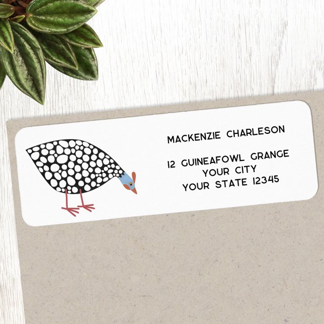 Étiquette Guinée Fowl Bird Adresse de retour (Fun Guineafowl bird return address label)
