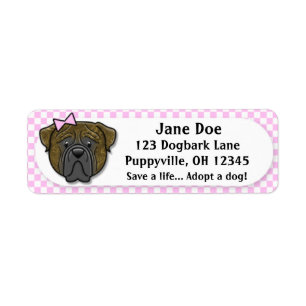 Étiquette Guingan rose Bullmastiff Brindle de Kawaii