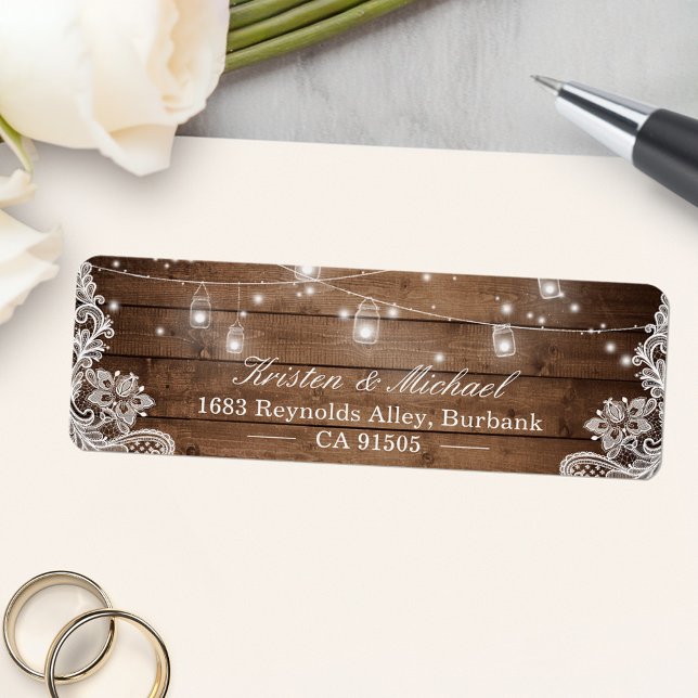 Étiquette Guirlande de pots Mason en bois rustique avec dent (Créateur téléchargé)