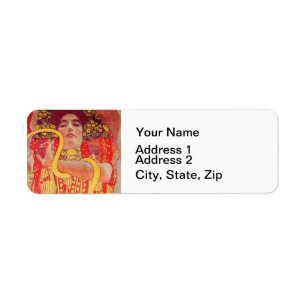 Étiquette Gustav Klimt Red Woman Gold Snake Peinture