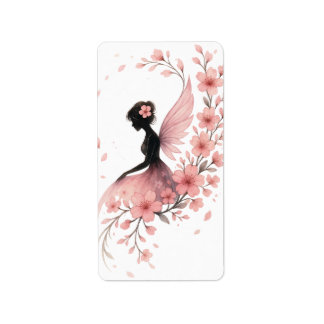 Étiquette Hada Rosa con Flores de Sakura