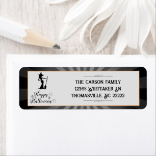 Étiquette Halloween Black Starburst Witch