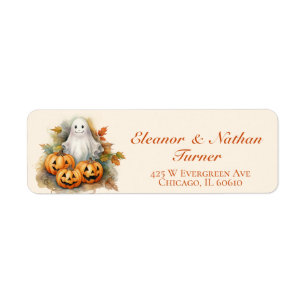 Étiquette Halloween Citrouilles fantômes