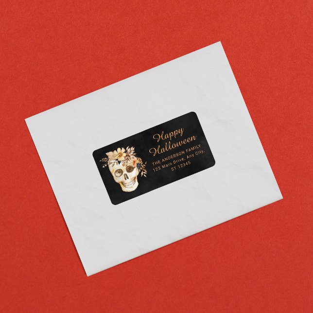 Étiquette Halloween floral rustique (Créateur téléchargé)