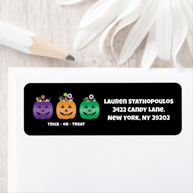 Étiquette Halloween Jack-o'-lantern Candy Pail (En situation)