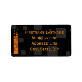 Étiquette Halloween Orange Black Grey Carrés Feu Torche Art